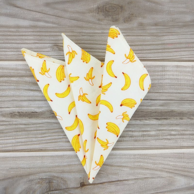 趣味香蕉。双层双面手帕 手巾 手拭 口袋巾 - 手帕/方巾 - 棉．麻 黄色