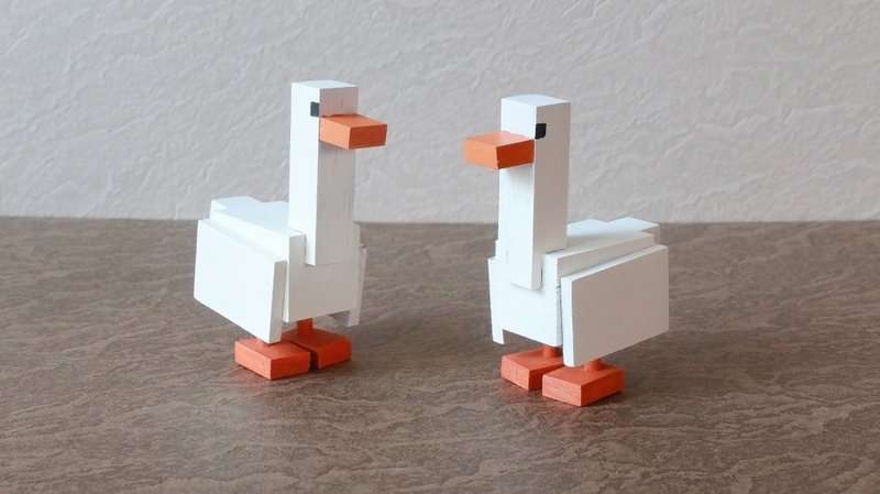 像素风动物公仔 原木制作 精美涂装 鸟类 维特拉像素动物园 - 玩偶/公仔 - 木头 白色