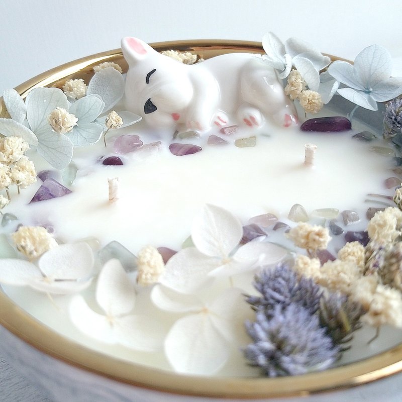 小狗 萤石大理石碗 (250g大容量) 大豆蜡香氛蜡烛 尾牙礼物 - 蜡烛/烛台 - 蜡 蓝色