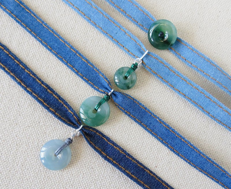 【打个结就好】【平安扣与织带的搭配运用】【请勿下单】 - 锁骨链 - 宝石 多色