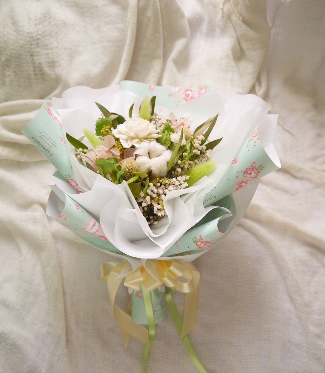 芬芳.嫩绿色系.干燥花.索拉花.永生花.不凋花.情人节.求婚花束 - 干燥花/捧花 - 植物．花 绿色