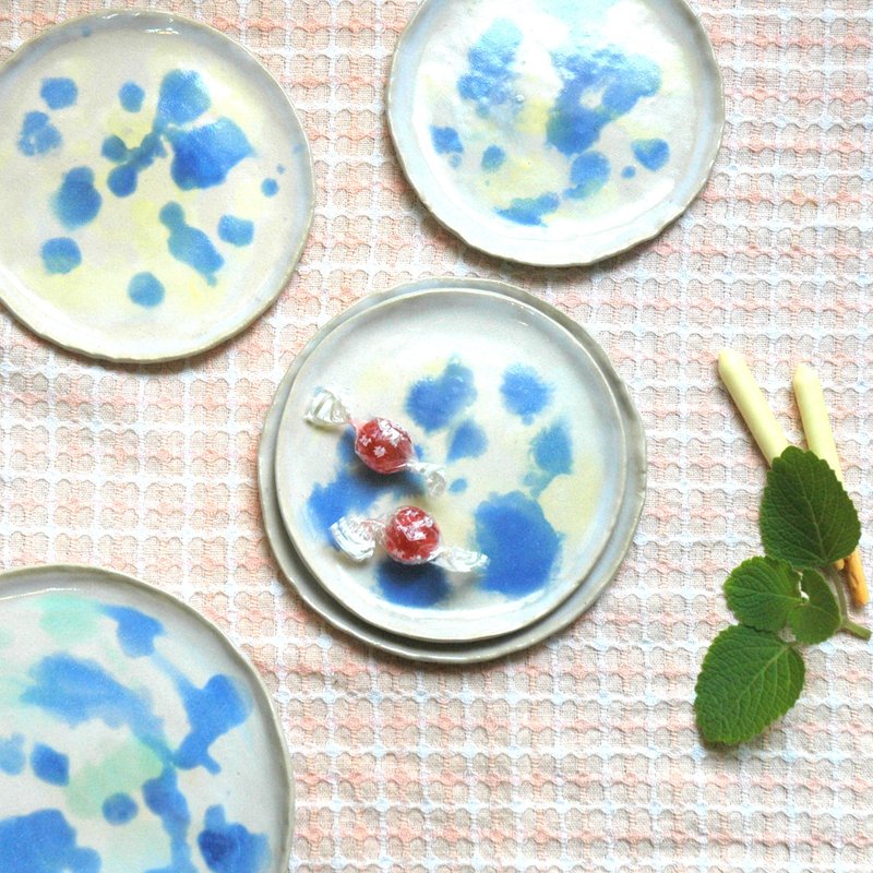 夏日渲染花盘-中 - 浅碟/小碟子 - 陶 蓝色