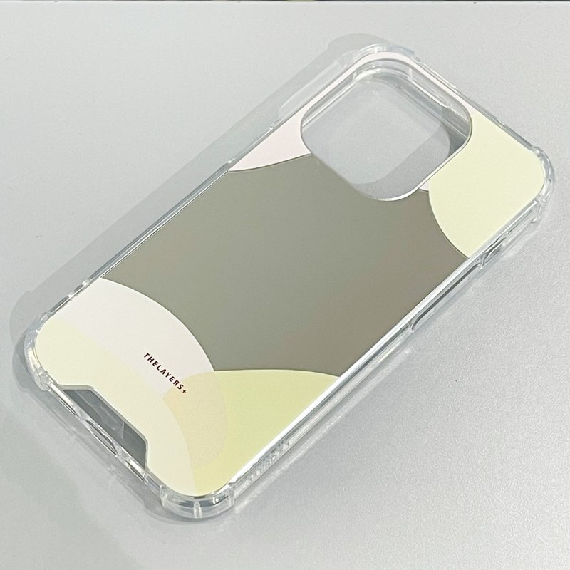 iPhone17银色镜面 | 几何石块抽象米黄色图案 | 透明防摔软手机壳 - 手机壳/手机套 - 塑料 黄色