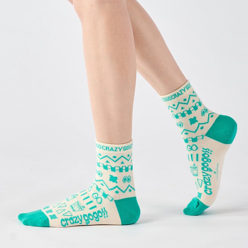 联名Crazygogo_精灵的魔法手册 中筒袜 - 绿(F) - 袜子 - 棉．麻 绿色