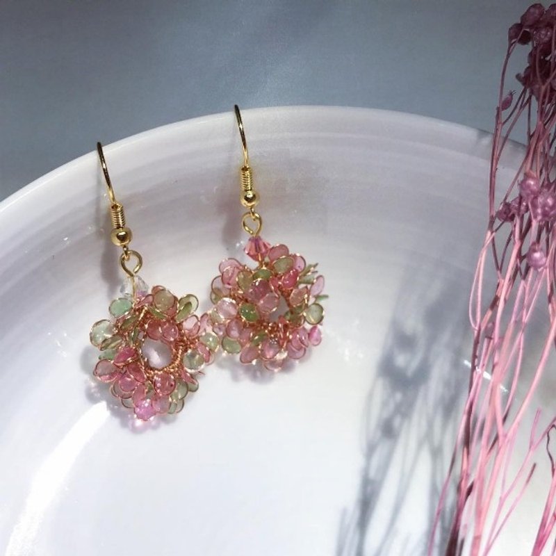 短款小花圈【嫩叶】 - 耳环/耳夹 - 其他材质 绿色