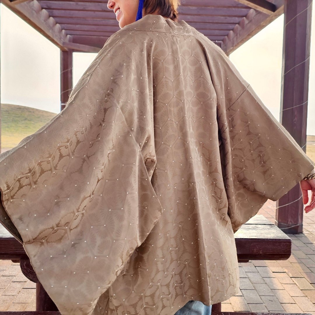 【日本制造】Golden Hour Haori 外套、 复古日式和服开衫、青铜 - 女装休闲/机能外套 - 丝．绢 金色