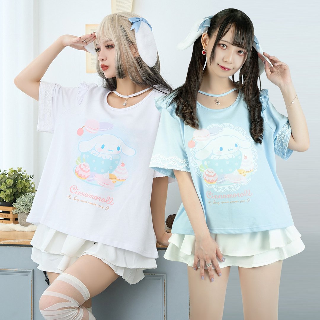 原创三丽鸥SANRIO授权大耳狗喜拿荷叶边星星吊饰短袖t恤【JJ5014 - 女装 T 恤 - 棉 