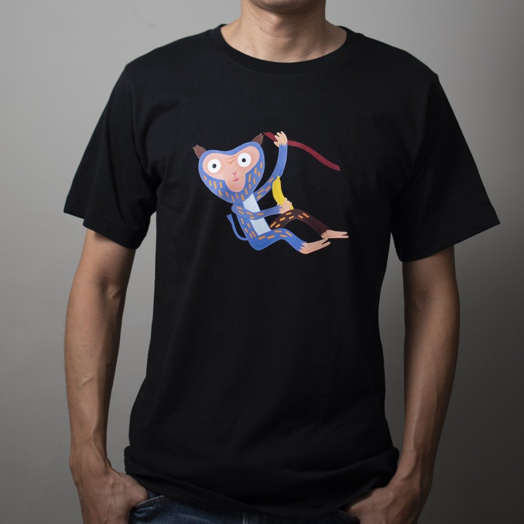 Jocko / 捣蛋武猴插画 T 恤 / 黑色潮流插画设计 / 中性 - 男装上衣/T 恤 - 棉 黑色