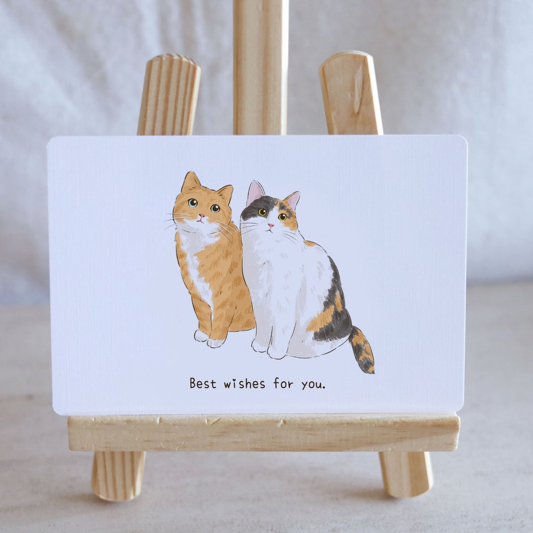 定制化明信片 宠物似颜绘 简约风格 插画 卡片 猫咪 狗狗 卡片 - 卡片/明信片 - 纸 白色