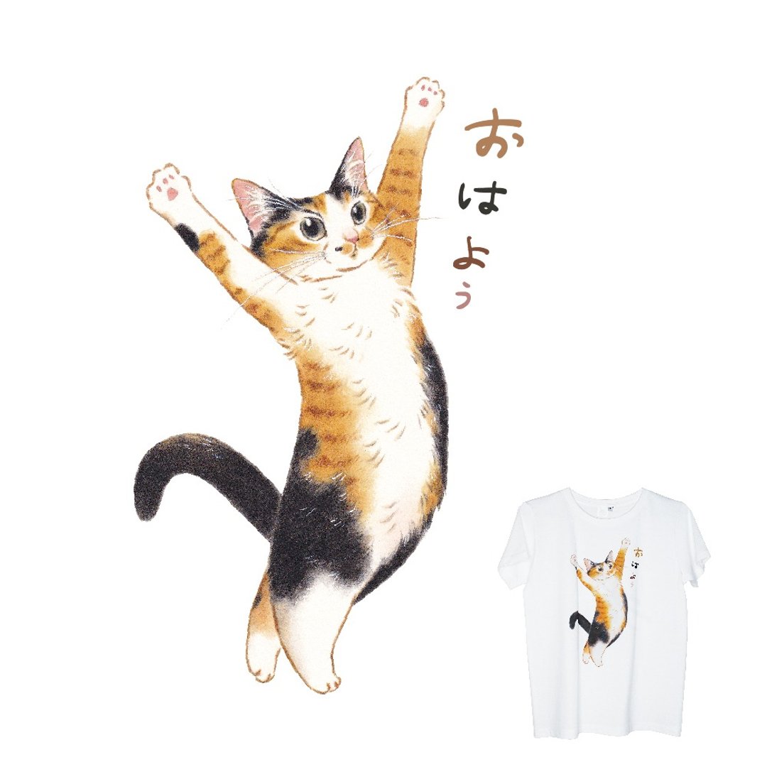 【日安猫】纯棉TEE - 女装 T 恤 - 棉 白色