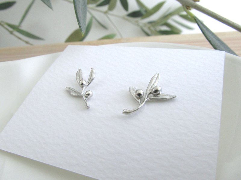 橄榄别针胸针 1个 - 胸针 - 纯银 银色