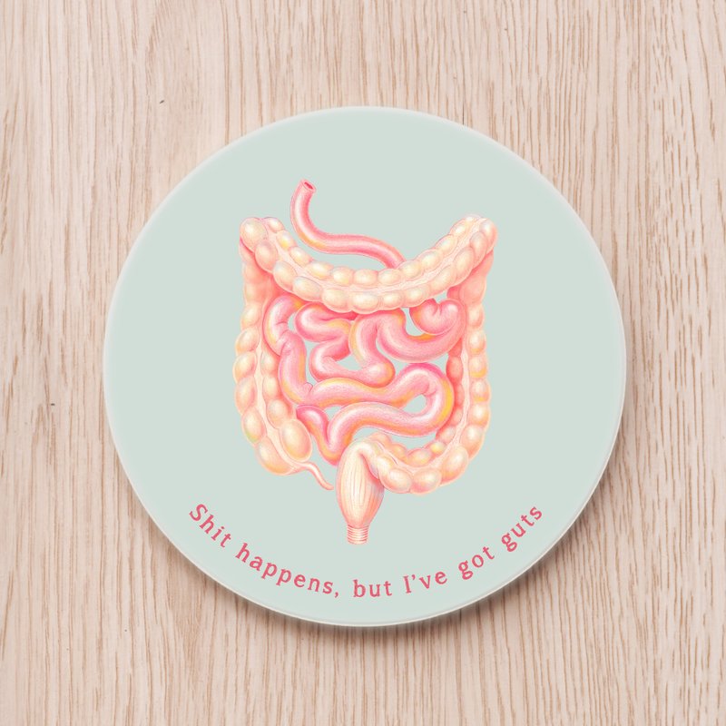 有guts!勇气杯垫, 医师 实习医师 授服 毕业礼物 肠子 大小肠 - 杯垫 - 瓷 粉红色