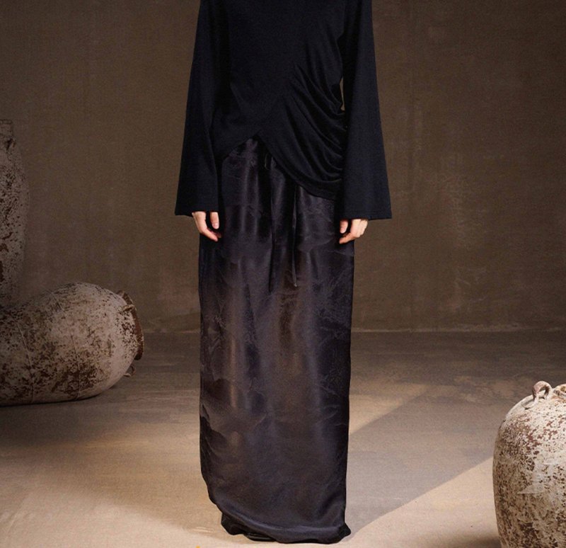 【香云纱】新中式复古 禅意桑蚕丝外套/半裙/吊带 - 女装上衣 - 丝．绢 黑色