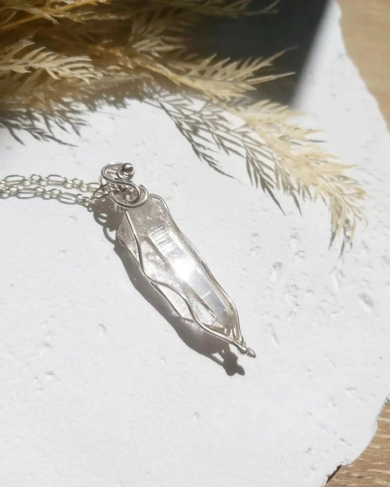 天狼星 白水晶 纯银线编织坠子 - 项链 - 银 