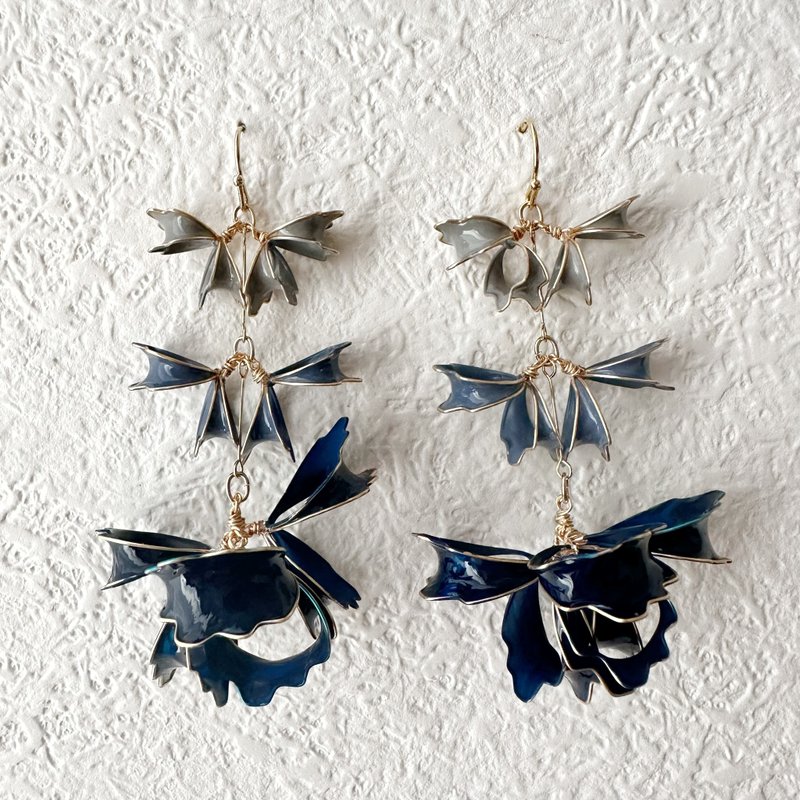 以花朵为灵感的金属丝配件 - 耳环/耳夹 - 其他金属 