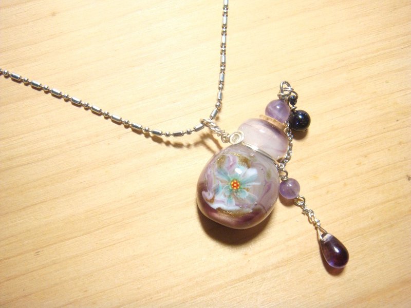 柚子林琉璃 -精油瓶 - 花绛沁 - 葡萄紫x湖水绿 技术款 - 项链 - 琉璃 多色