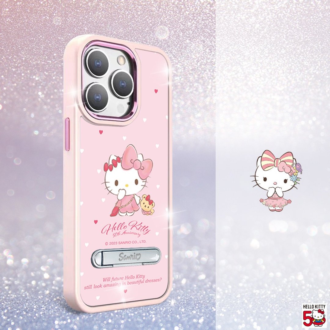 三丽鸥iPhone15 14系列军规防摔立架手机壳-50th限定-遇见凯蒂 - 手机壳/手机套 - 其他材质 多色