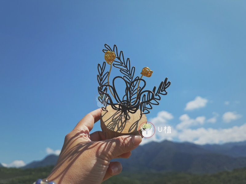 蕨美花托-桧木 - 植栽/盆栽 - 其他金属 咖啡色
