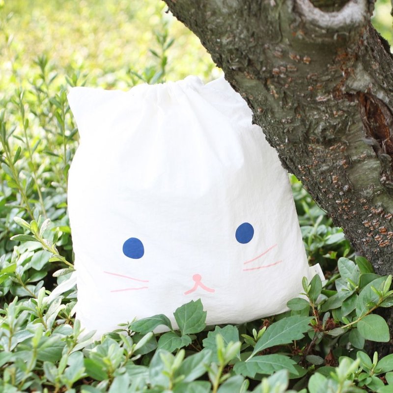 Livework 动物开派对束口袋S-白喵,LWK51868 - 化妆包/杂物包 - 棉．麻 白色