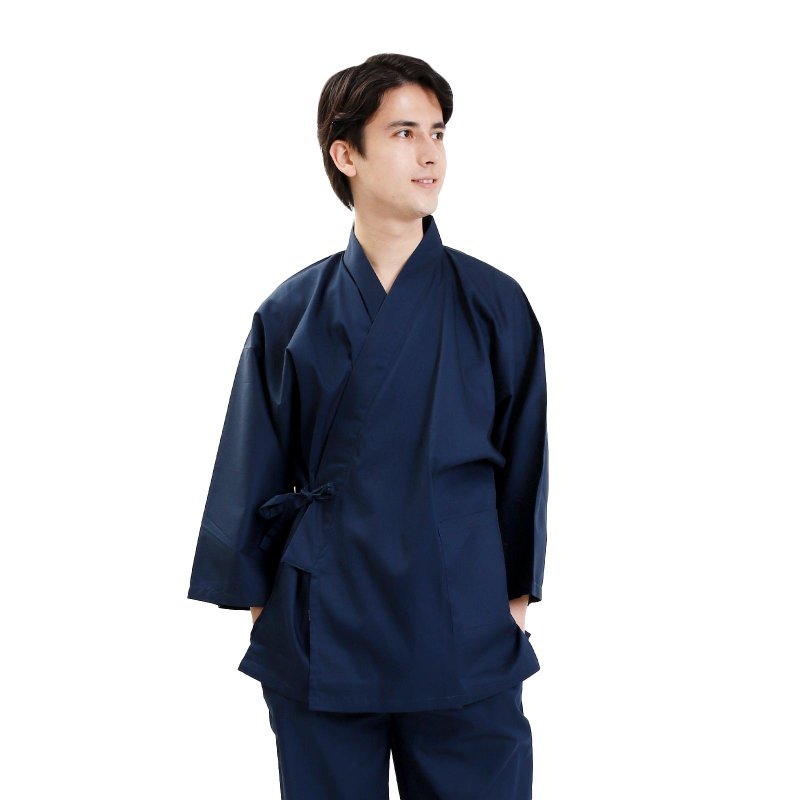 日本 和服 男性用 弹力 作务衣 套装 M L LL 海军蓝 - 居家服/睡衣 - 棉．麻 蓝色