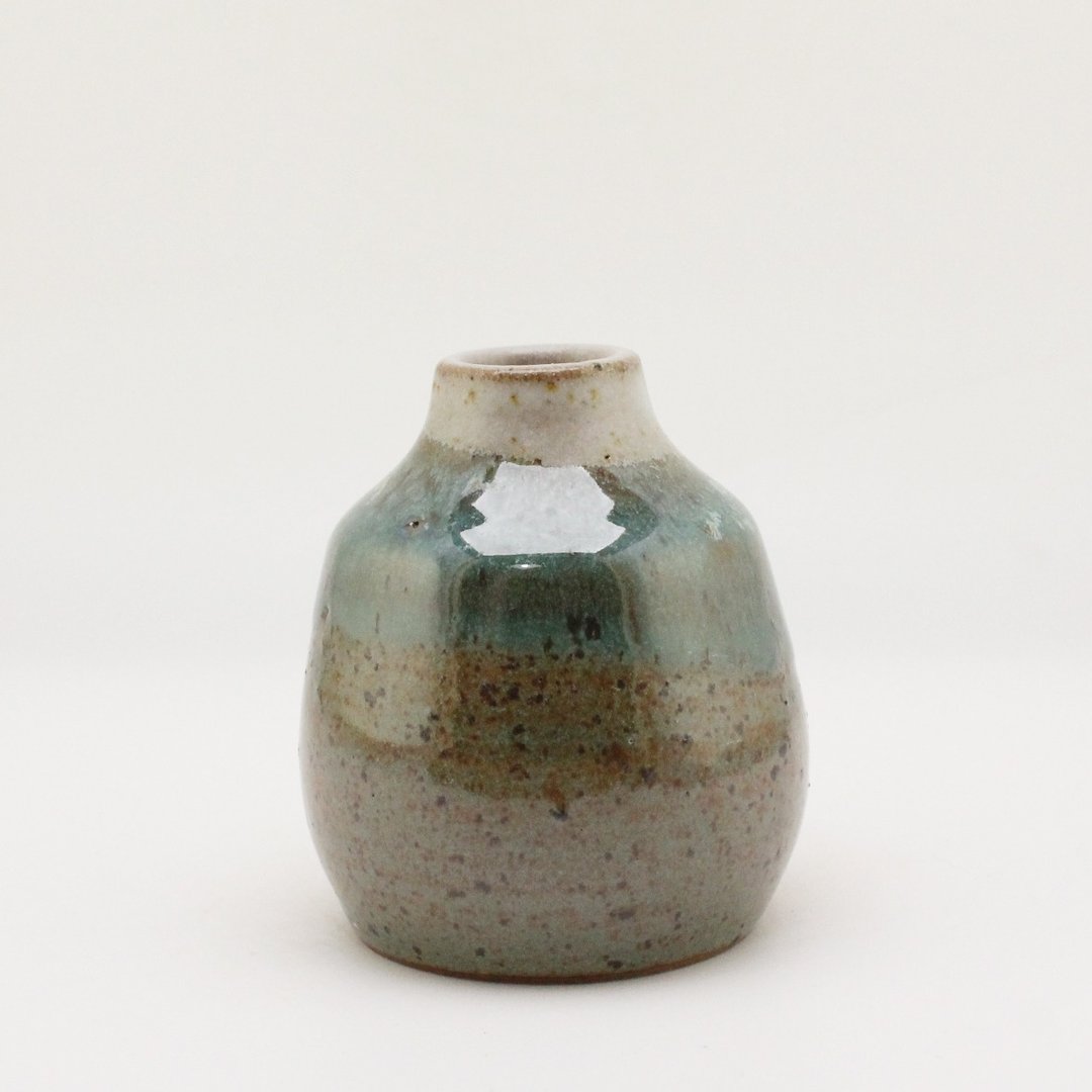 仲夏系列 -【独一无二】手工拉坏小花器 花入 小瓶 摆件 - 花瓶/陶器 - 陶 绿色