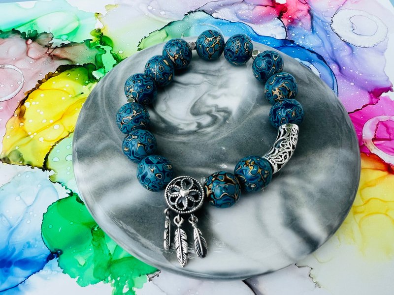 大漆设计款手链 - 手链/手环 - 树脂 蓝色