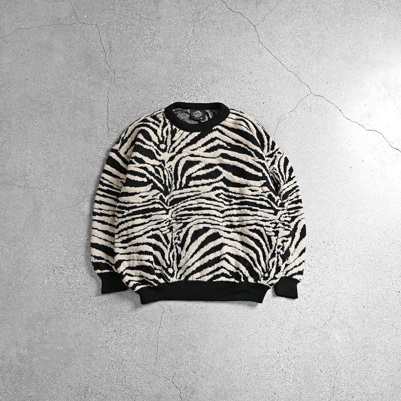 Vintage CUGGI 图腾毛衣 / 立体织纹毛衣、苦瓜纹毛衣、复古毛衣 - 男装针织衫/毛衣 - 羊毛 黑色