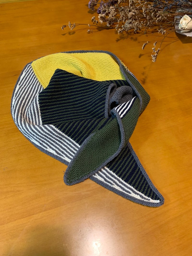 起伏针小版多色披肩/围巾。中性款。香蕉黄/墨绿/深蓝/灰/白 - 围巾/披肩 - 羊毛 