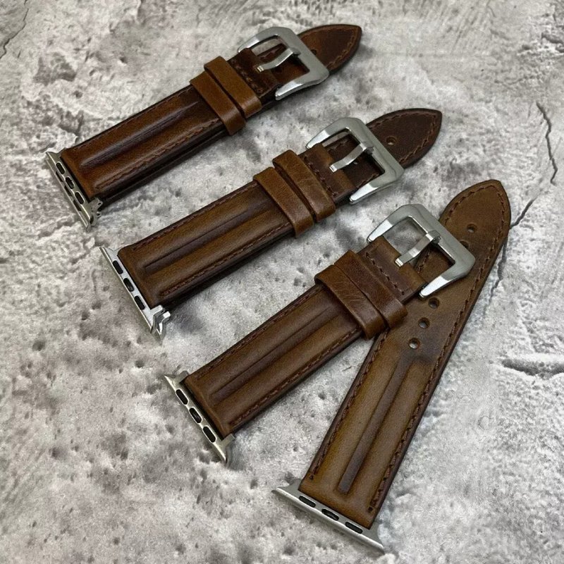 iWatch 苹果手表 所有型号适用 军风油皮棕色真皮男士表带 - 表带 - 真皮 多色