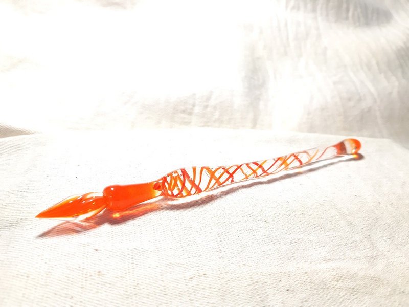 柚子林琉璃 - 水舞彩带 甜澄橘 - 琉璃笔 - 玻璃笔 - 沾水笔 - 蘸水笔 - 琉璃 橘色