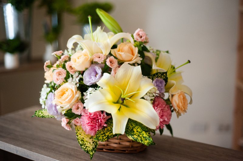 黄百合祝福花篮 - 植栽/盆栽 - 植物．花 黄色