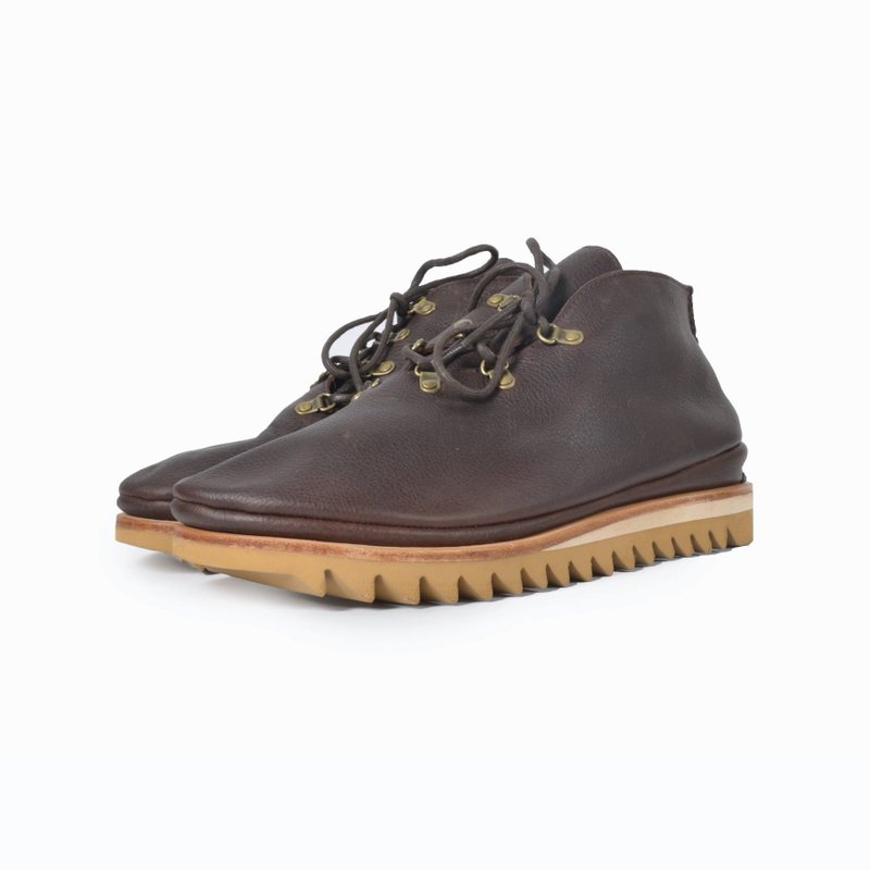 oqLiq - Root - 登山扣岛靴 (咖啡灰) - 男款靴子 - 真皮 咖啡色