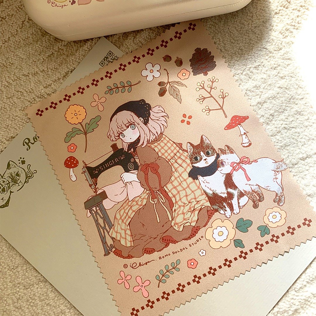 MEOW no cat, no life 极细纤维眼镜布 2025冬季主视觉插图款 - 眼镜盒/眼镜布 - 其他人造纤维 卡其色