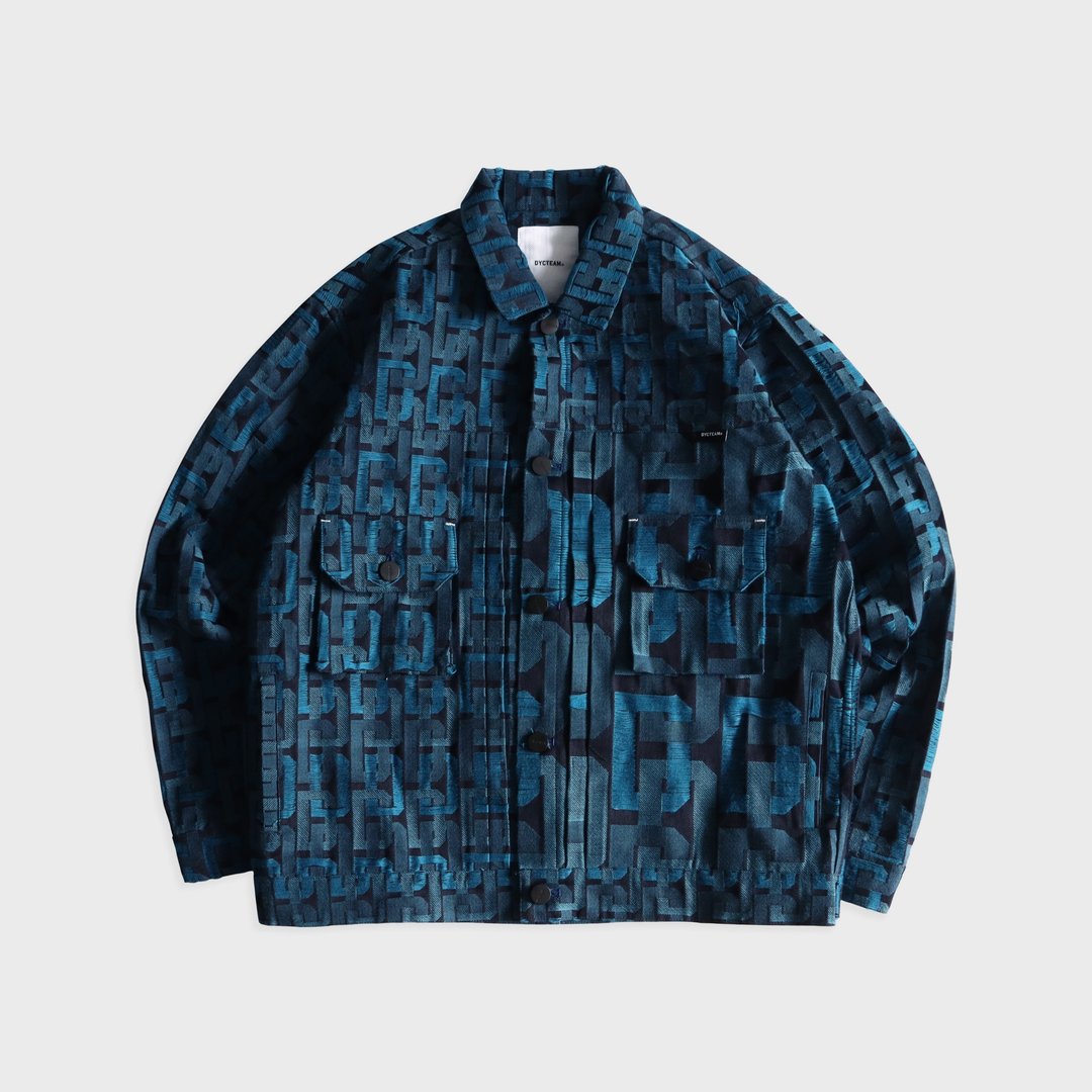 DYCTEAM - LINKE(D) Stitch Work Jacket | 纱缇花丹宁工装夹克 - 男装外套 - 棉 蓝色