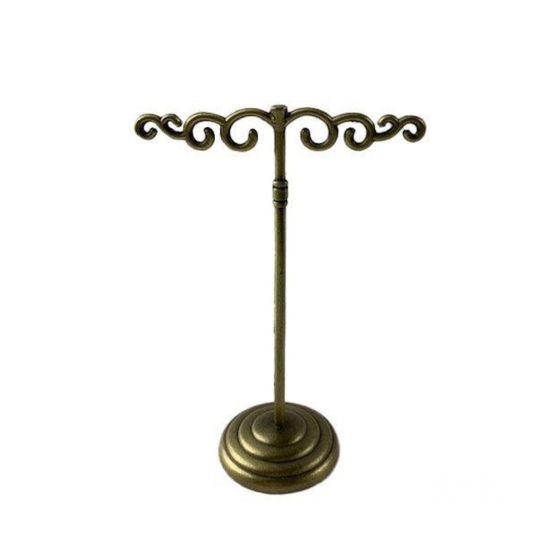 Earring stand T-shaped antique - 收纳用品 - 其他金属 金色