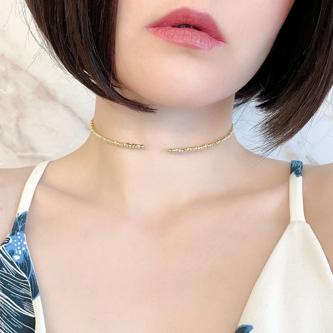 Gold beads wire choker SV387G - 颈链 - 其他材质 金色