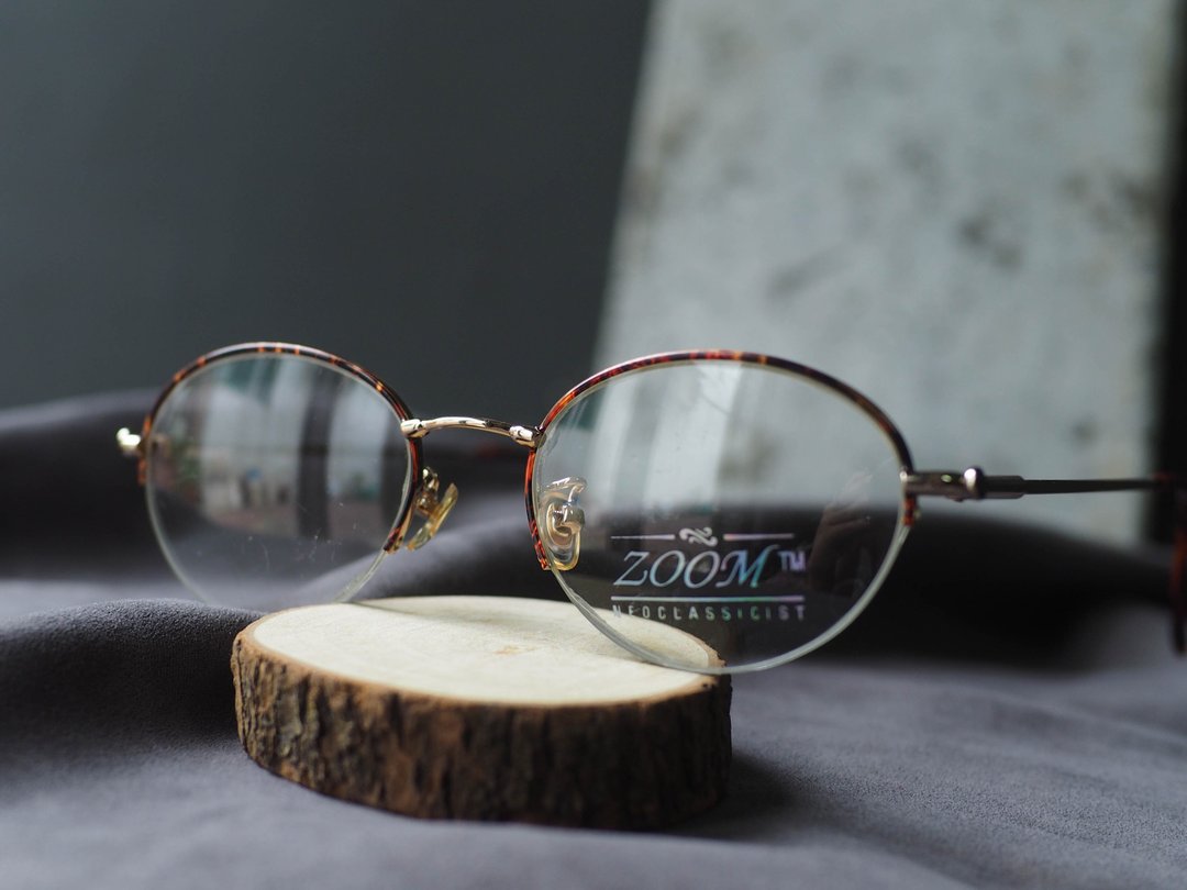深茶褐艳红半框式琥珀椭圆型镜框 细框古董眼镜 Japan/glasses - 眼镜/眼镜框 - 贵金属 多色
