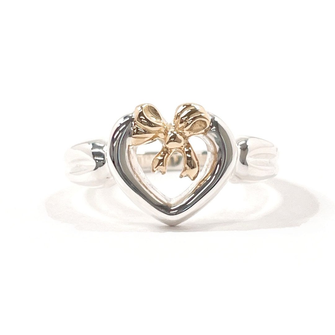 【日本直送 二手美品】11.5号 蒂芙尼 TIFFANY&Co. 戒指 爱心 缎带 复合材质 纯银925/K18黄K金 - 戒指 - 纯银 银色