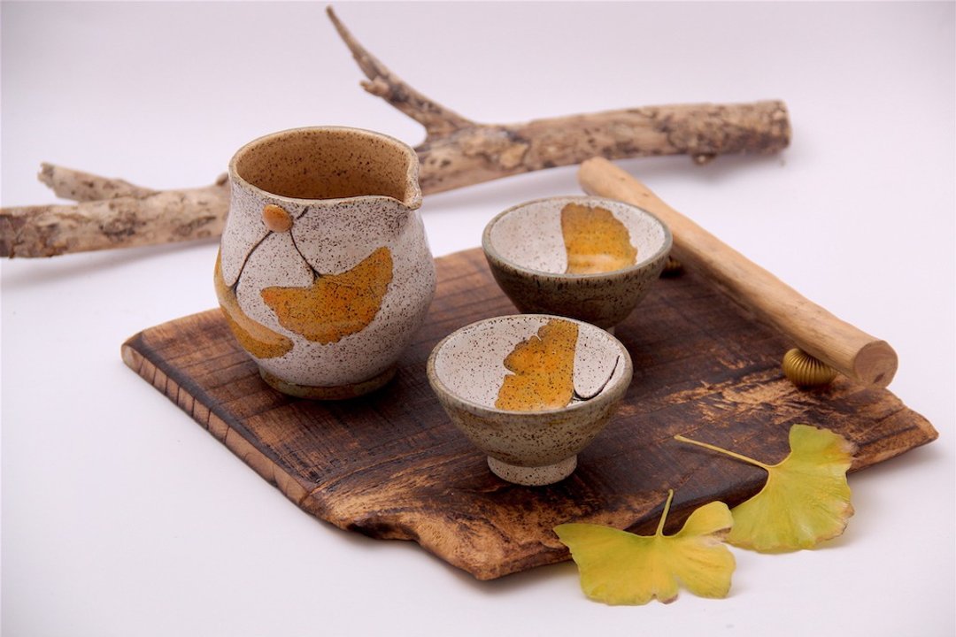 茶海茶杯组 - 银杏系列 - 茶具/茶杯 - 陶 黄色