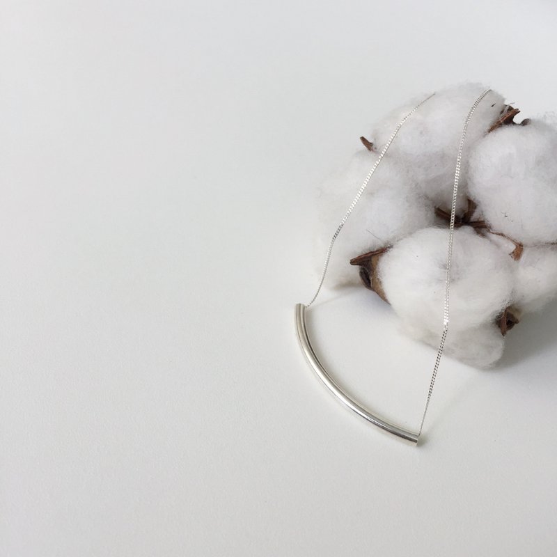 月。简约纯银弯管锁骨链 - 锁骨链 - 纯银 银色