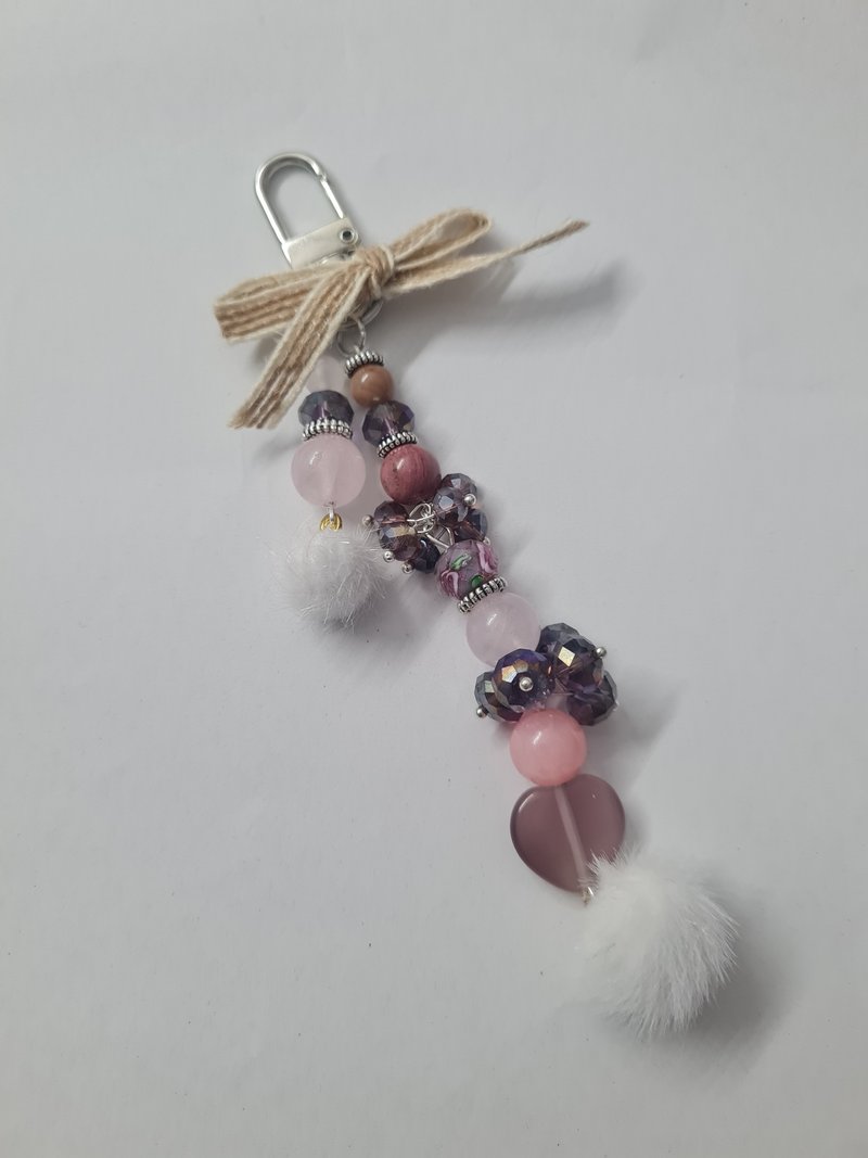 蔷薇石 / 粉水晶 天然石钥匙圈 / Natural Stone Keychain - 钥匙链/钥匙包 - 石头 粉红色