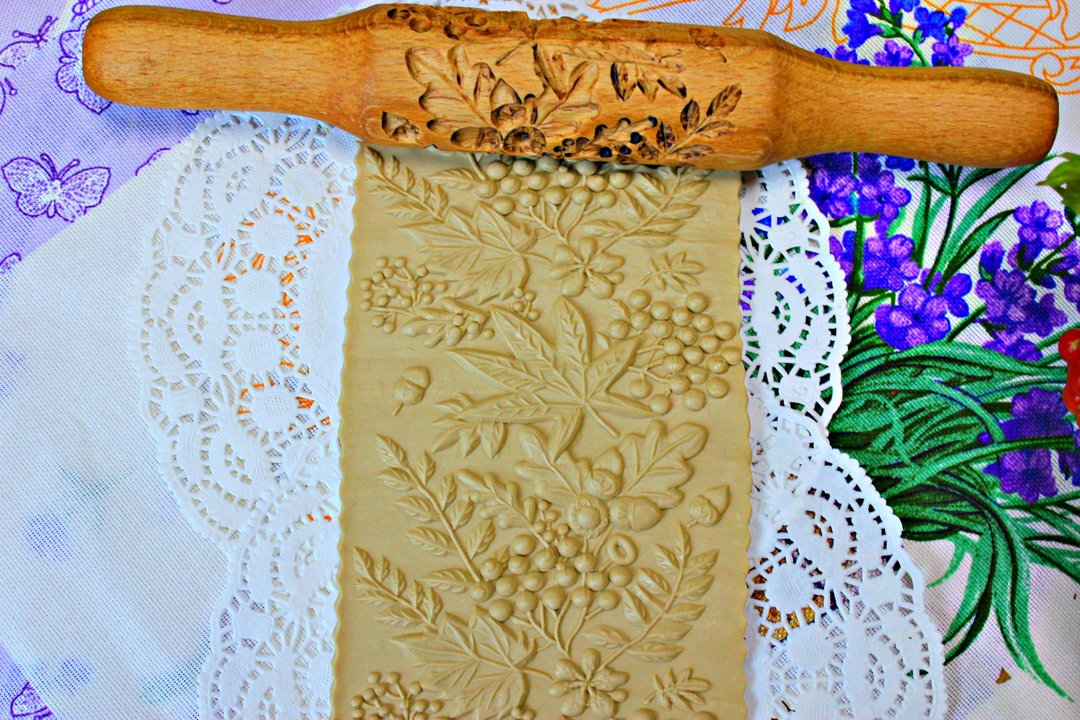 rolling pin embossed ,engraved rolling pin ,Cookie Rolling Pins, Patterned Rolli - 厨房家电 - 木头 咖啡色
