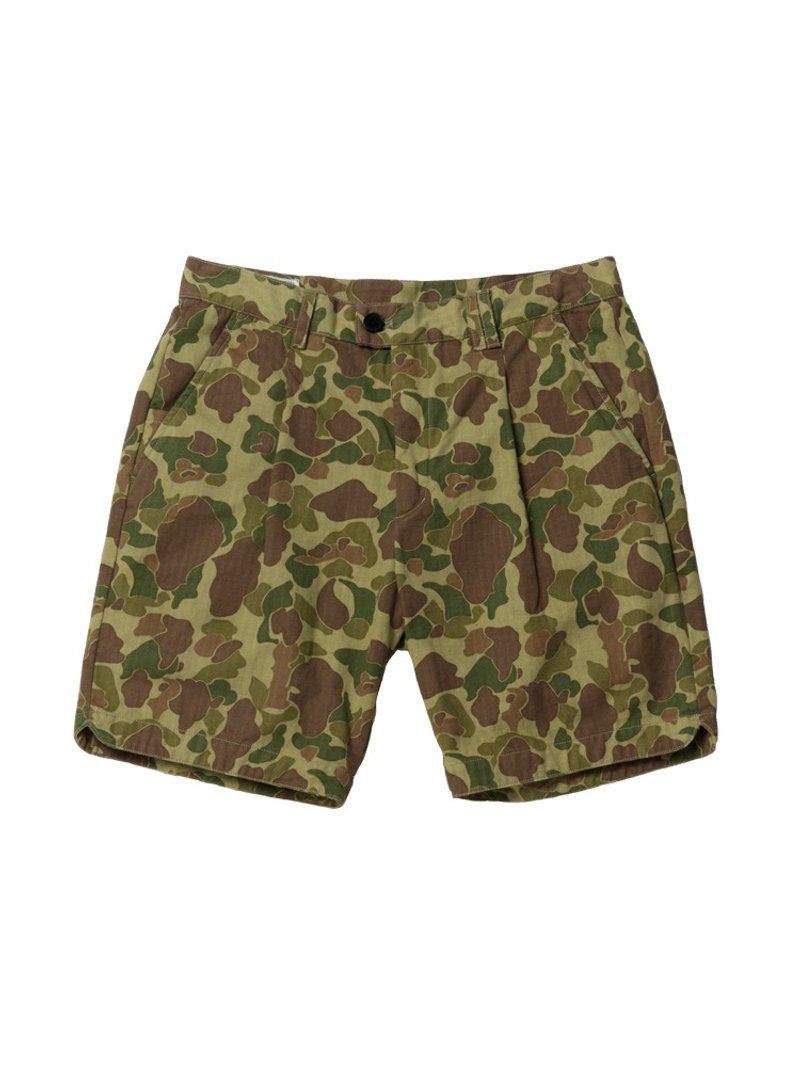 NAIVE MILITARY SHORT SLACKS - FROGSKIN CAMO - 男士长裤 - 棉．麻 绿色