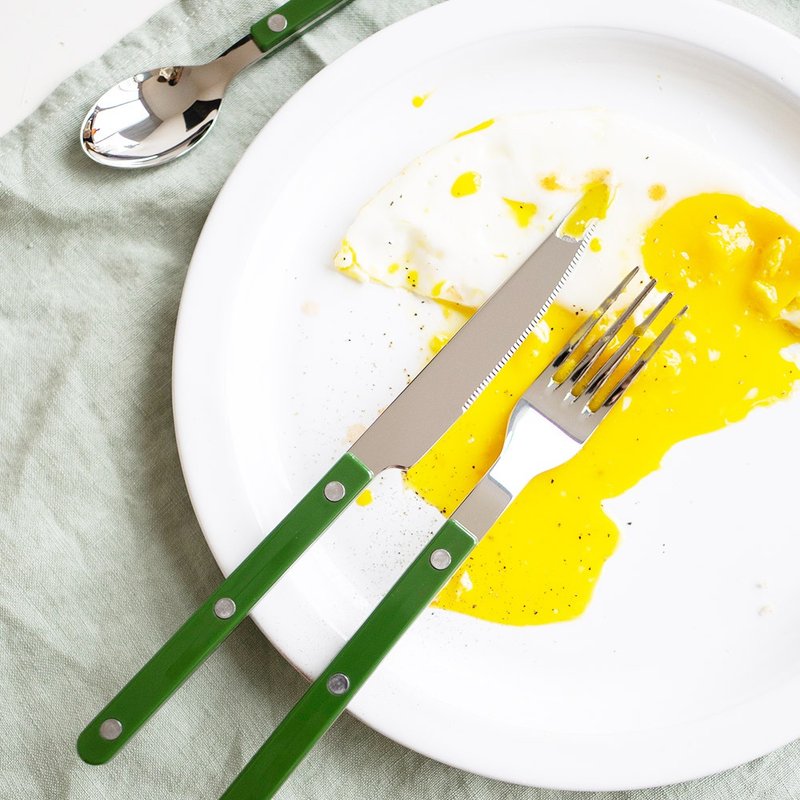 Sabre Paris-Bistrot复古酒馆-亮面不锈钢主餐刀-深绿 - 餐刀/叉/匙组合 - 其他金属 绿色