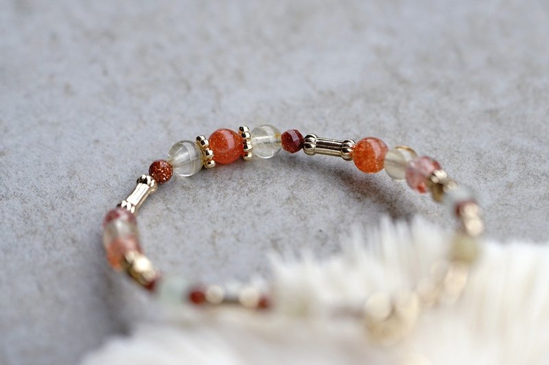 血缘 - 14K包金 金发晶/金草莓晶/金砂石 手链 - 手链/手环 - 半宝石 橘色