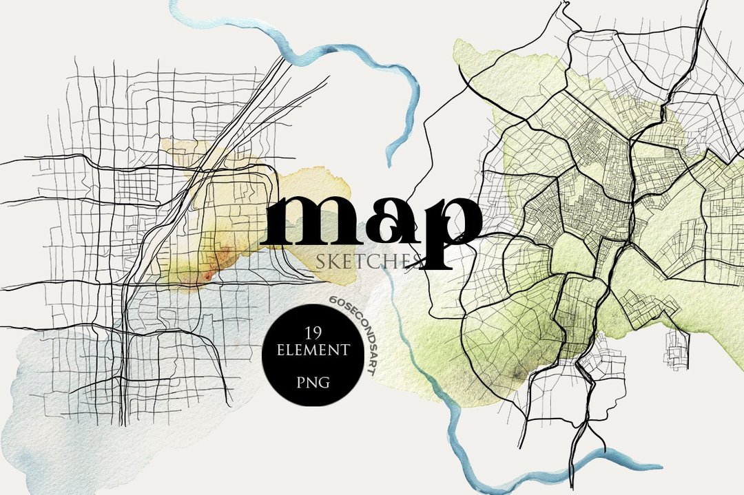 City street map Street print Geography poster Travel Trip Topography Clipart Png - 插画/绘画/写字 - 其他材质 灰色