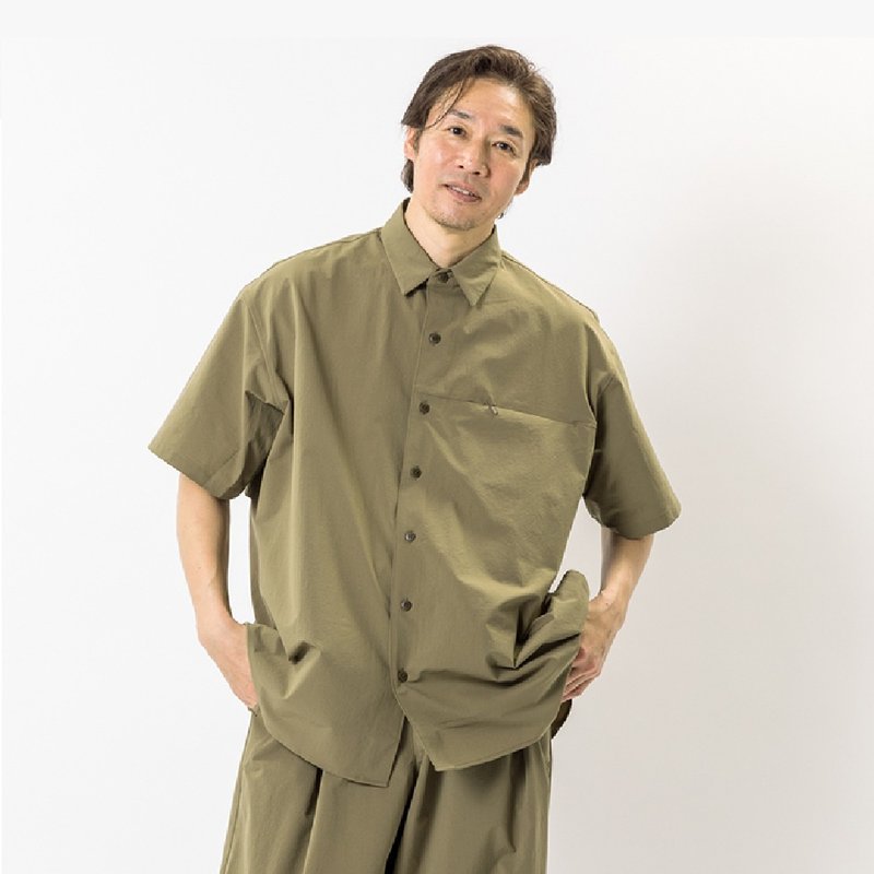 SETOUT-植物染透气衬衫 - 男装衬衫 - 聚酯纤维 卡其色