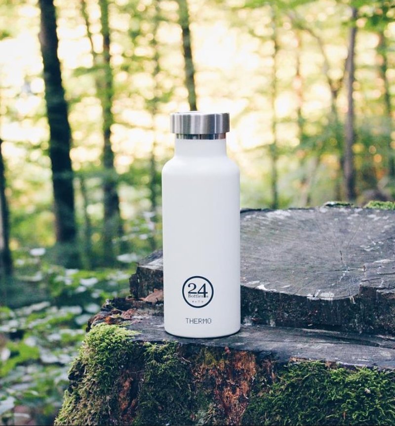 24Bottles - Thermo Bottle Ice White (500ml) - 不锈钢保温水瓶 - 保冰24小时、 保温12小时 - 咖啡杯/马克杯 - 其他金属 黑色