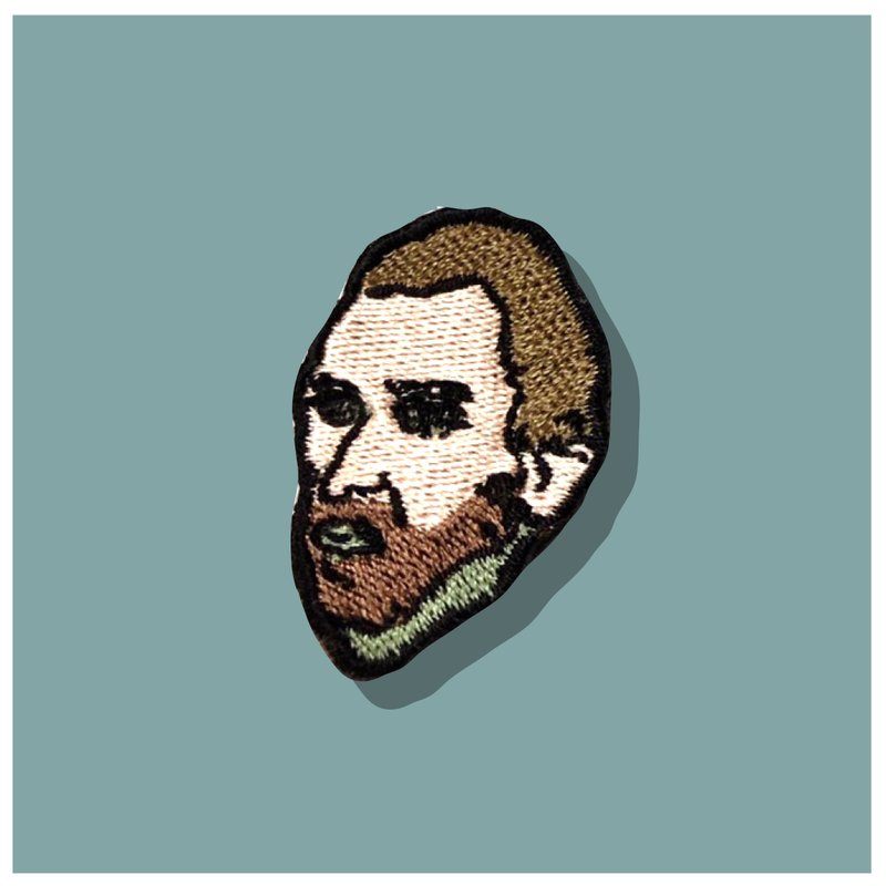 self portrait  iron on patch vincent van gogh - 徽章/别针 - 绣线 卡其色