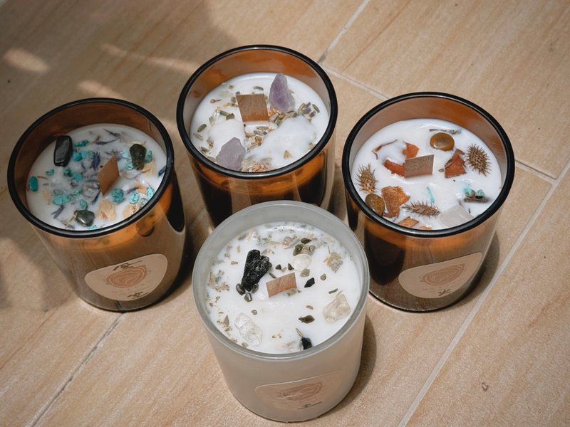 四元素场域能量蜡烛-风火水土 - 蜡烛/烛台 - 玻璃 多色